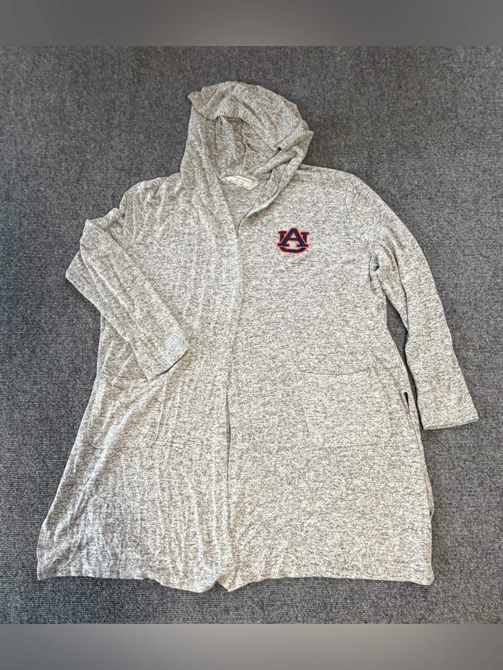 Boxercraft Women’s XL Auburn Tigers Long Hooded Cardigan Gray NCAA Pockets
